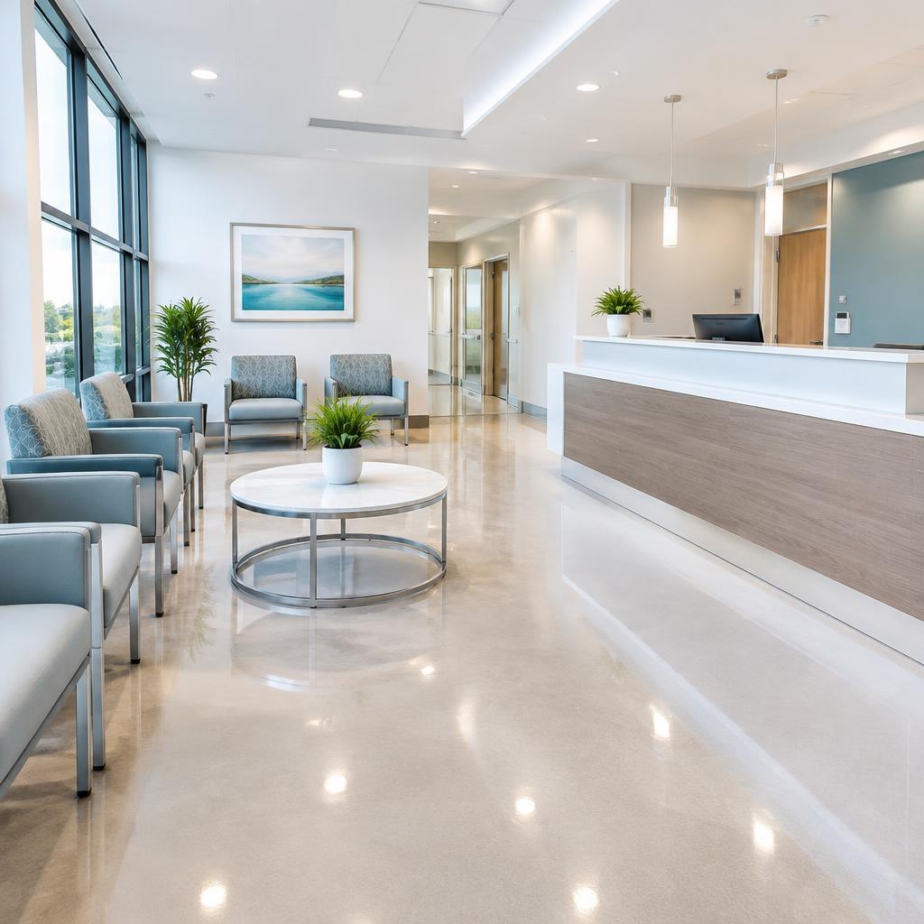 Clean modern medical clinic reception area