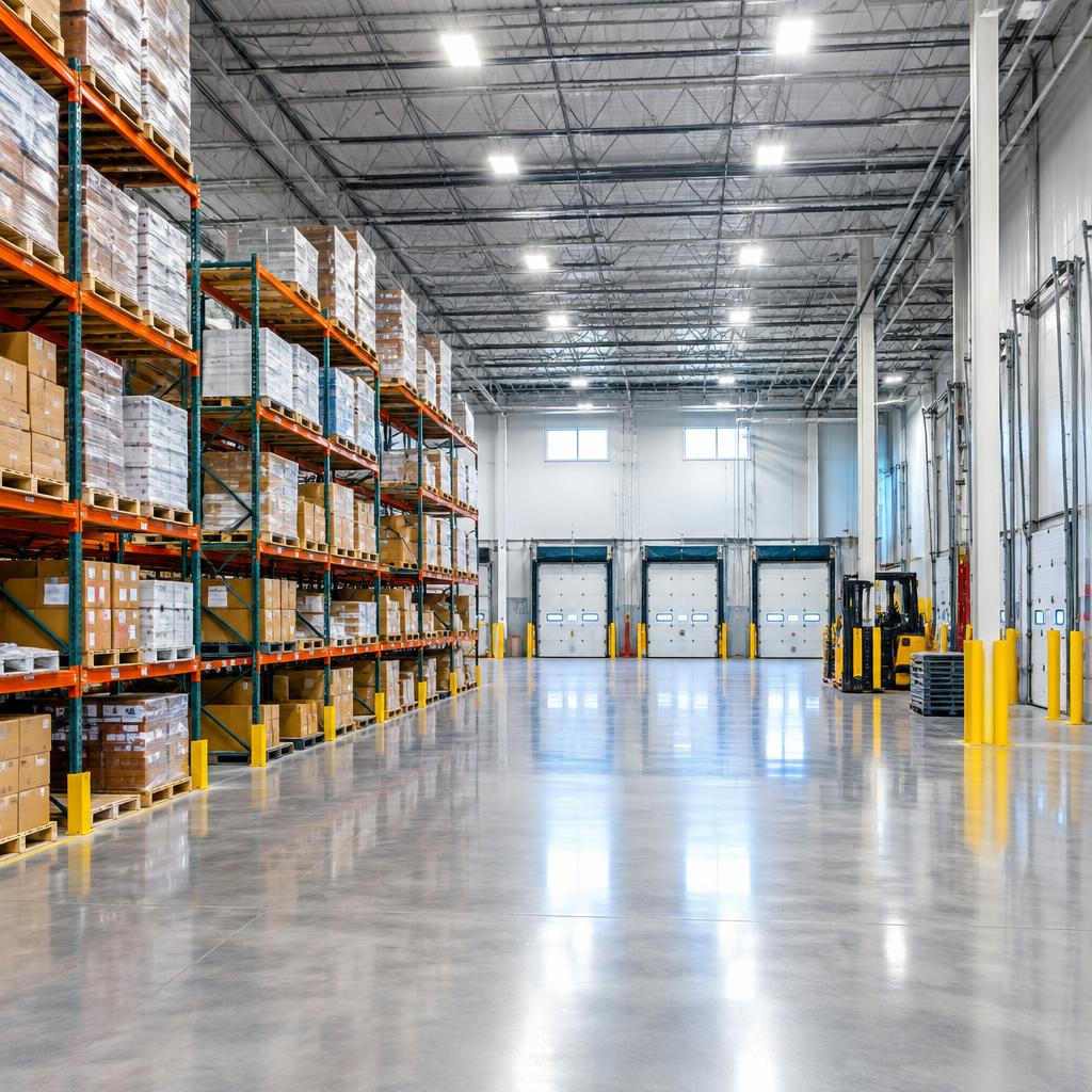 Clean organized warehouse and loading facility